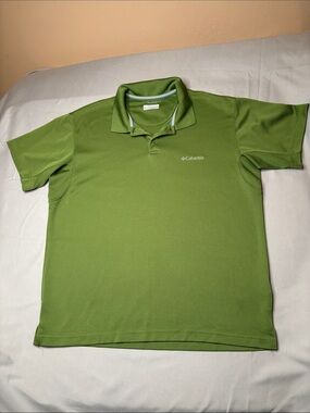 Columbia Sportswear Company Men's Green Short-Sleeve Pique Polo Size Large